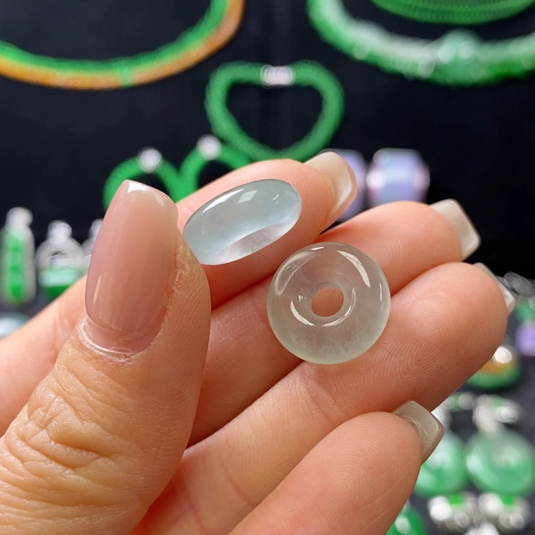 翡翠未镶嵌耳饰玻璃底面包圈