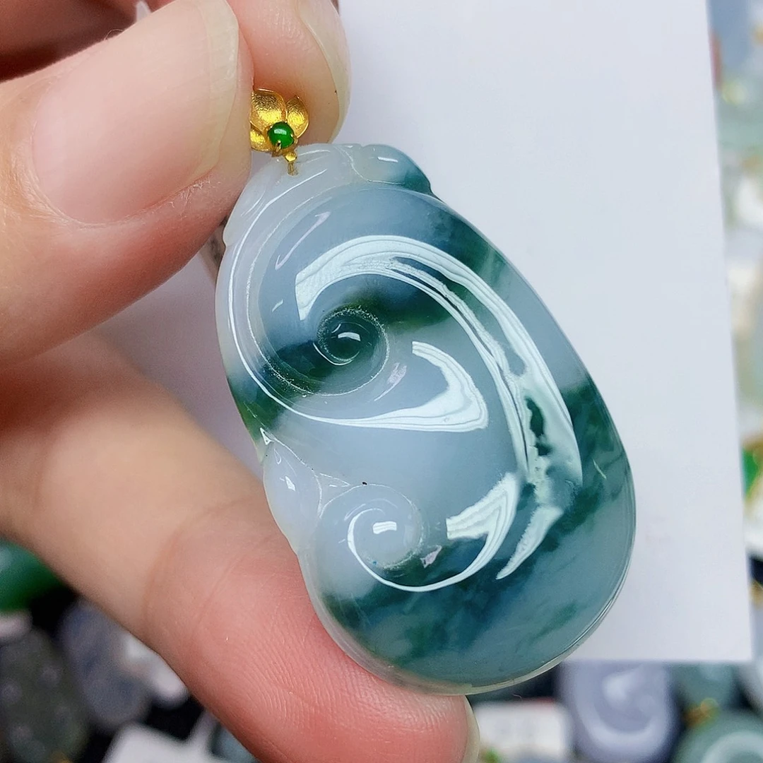 翡翠18K金镶嵌颈饰356778