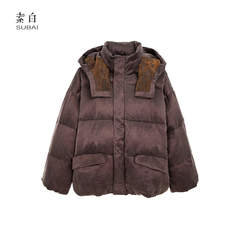 素白【暖漾】铜氨丝鹅绒面包服91640加厚特色羽绒服