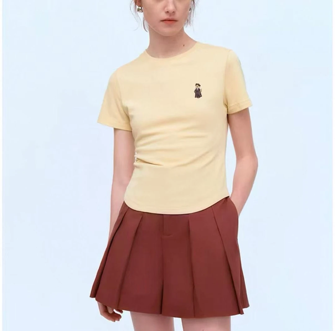 【思雅】427小熊夏季轻奢修身短袖