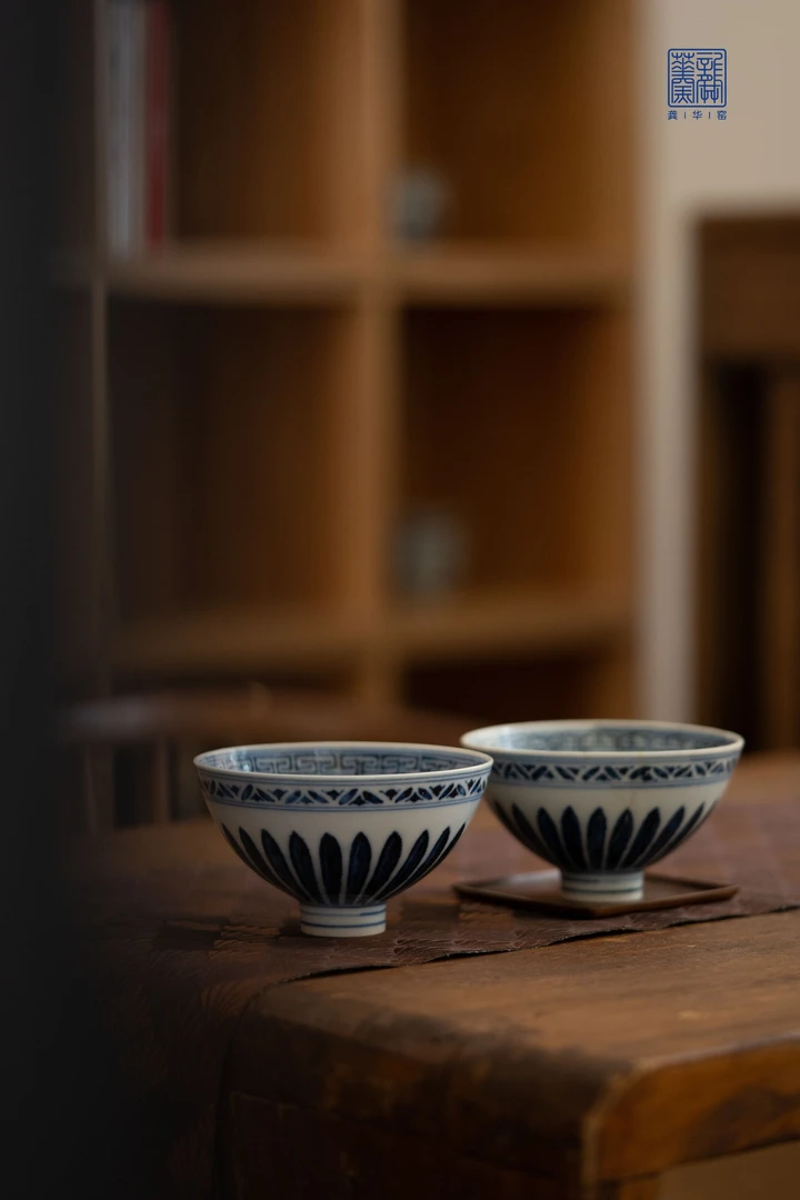 龚华窑·1:1复刻陶瓷菊瓣鸡心杯，此链接为展示，购买需联系后台茶杯