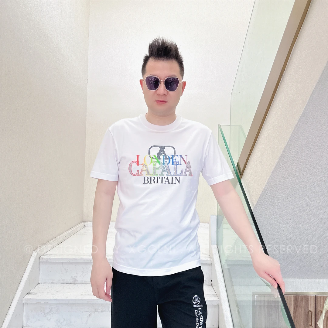 夏季（微阔版）CPL两排彩色字母男士品质高端轻奢时尚上档次短袖T恤