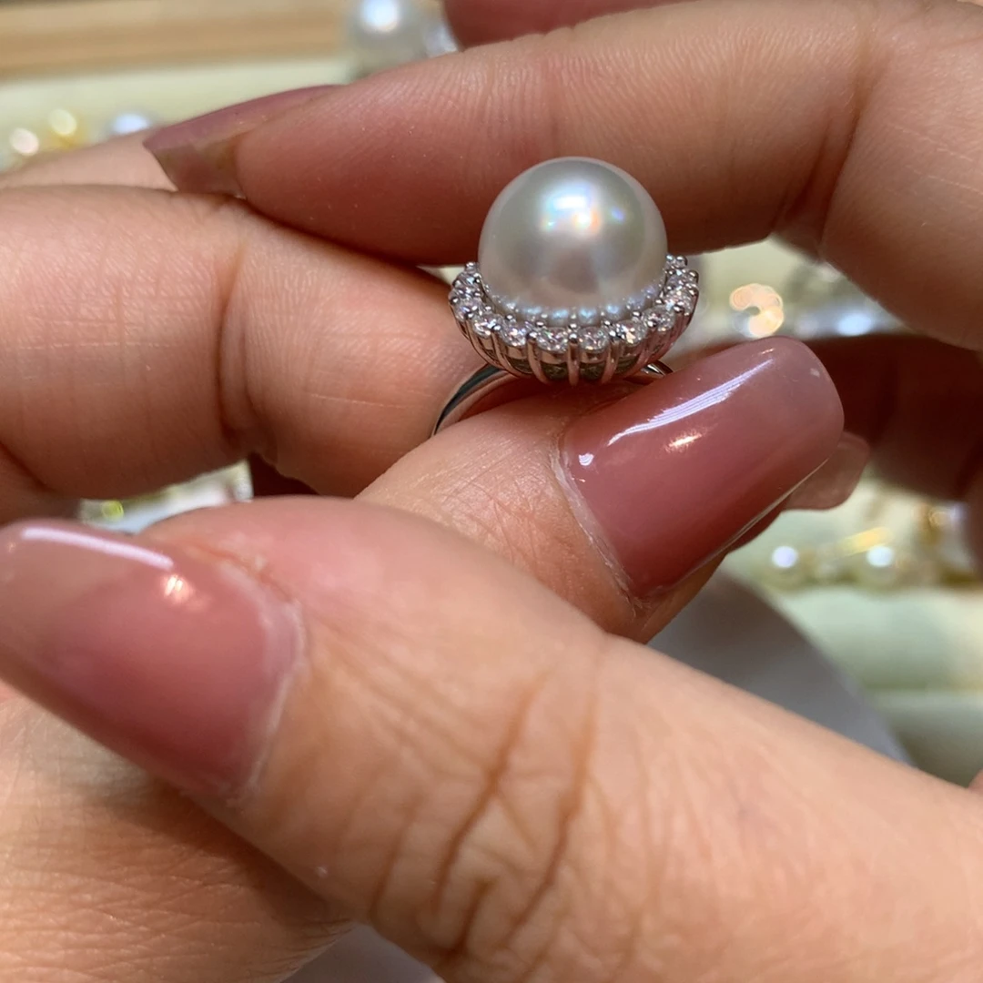 海水珍珠戒指银S925镶嵌
