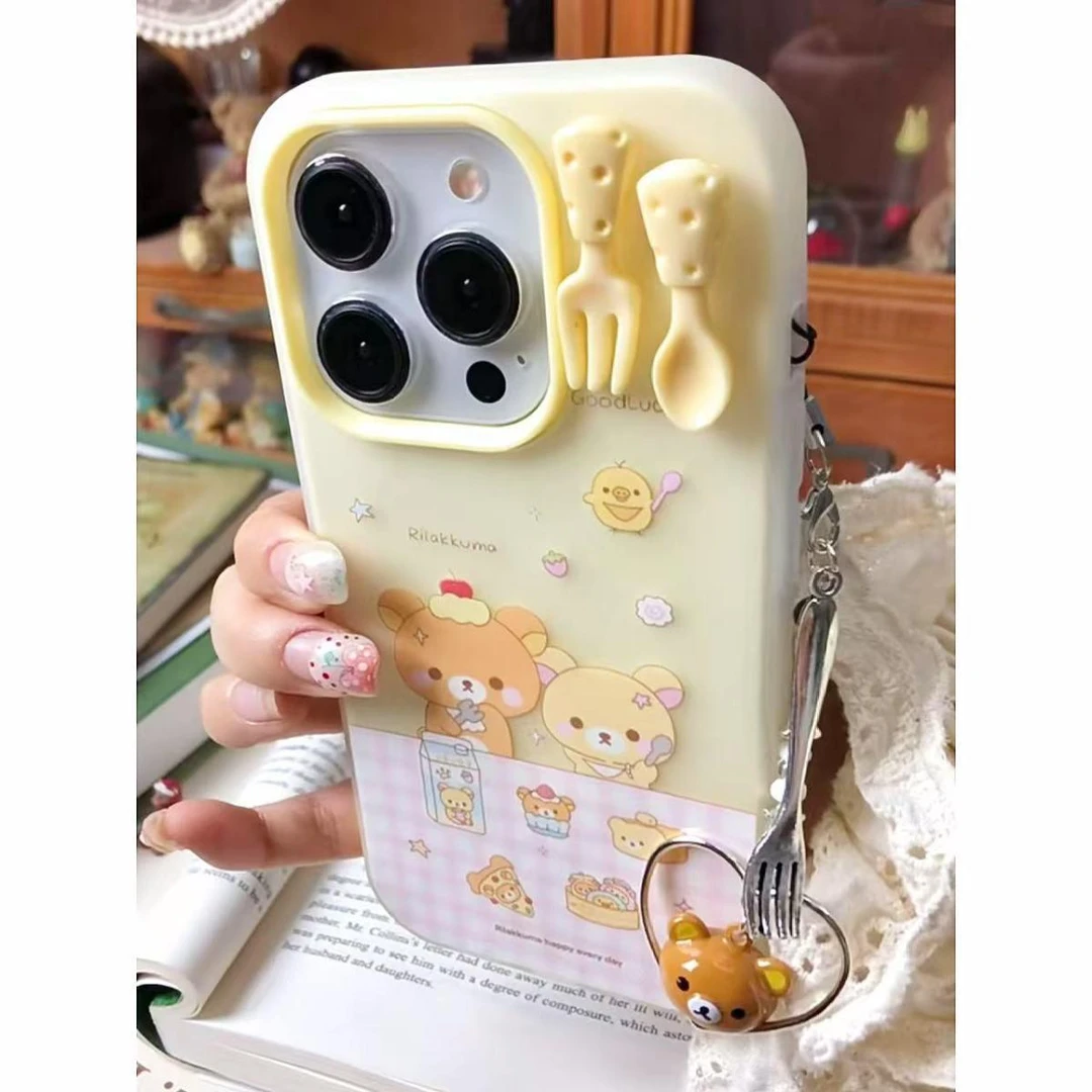 叮霖可爱轻松熊适用iPhone16/15promax肤感手机壳苹果14/13/12套