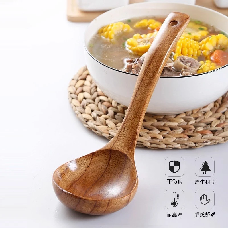 实木大汤勺s弯木柄家用盛粥盛汤盛面