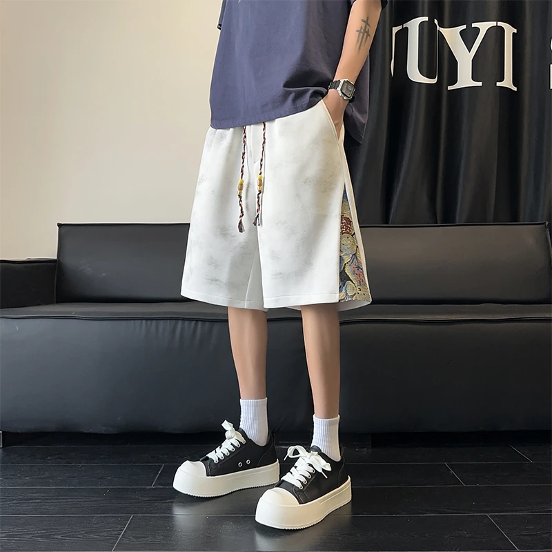 霄桂姿夏季新款宽松拼接休闲短裤男学生潮流百搭运动五分裤沙滩裤