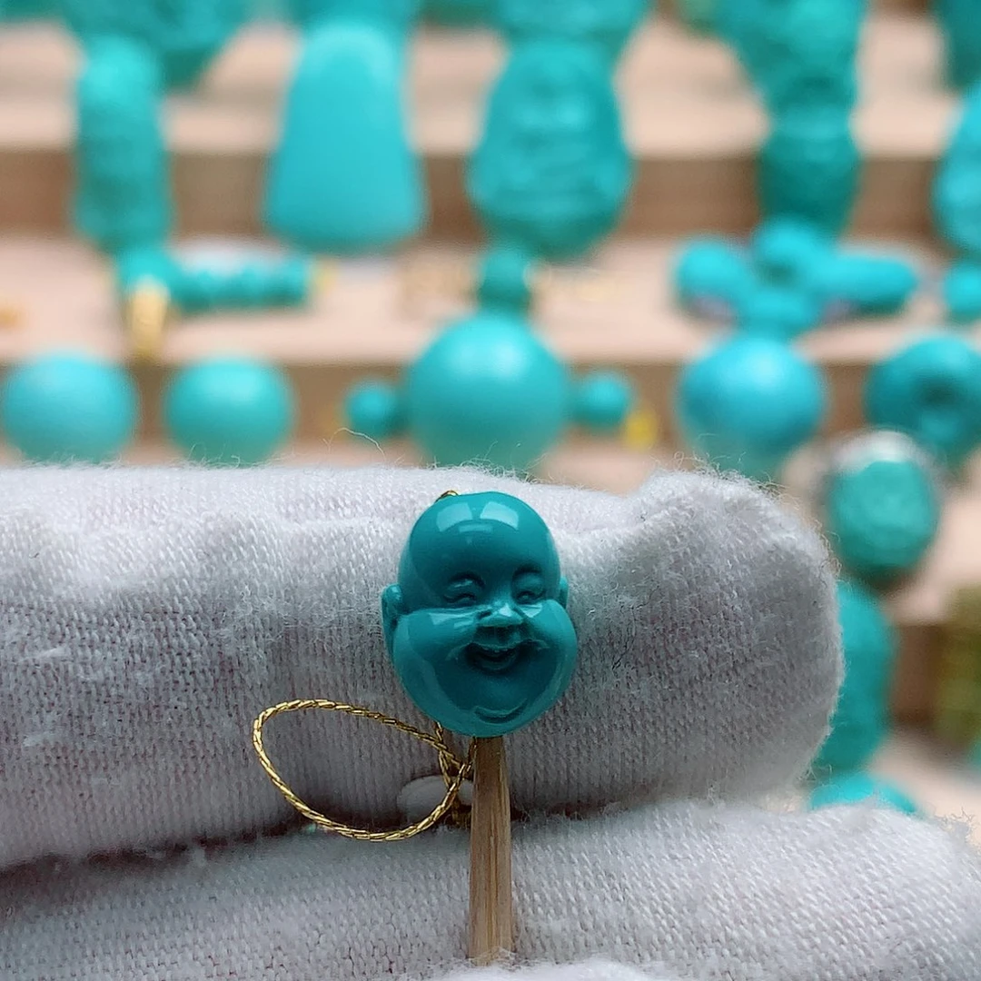 绿松石未镶嵌弥勒佛头