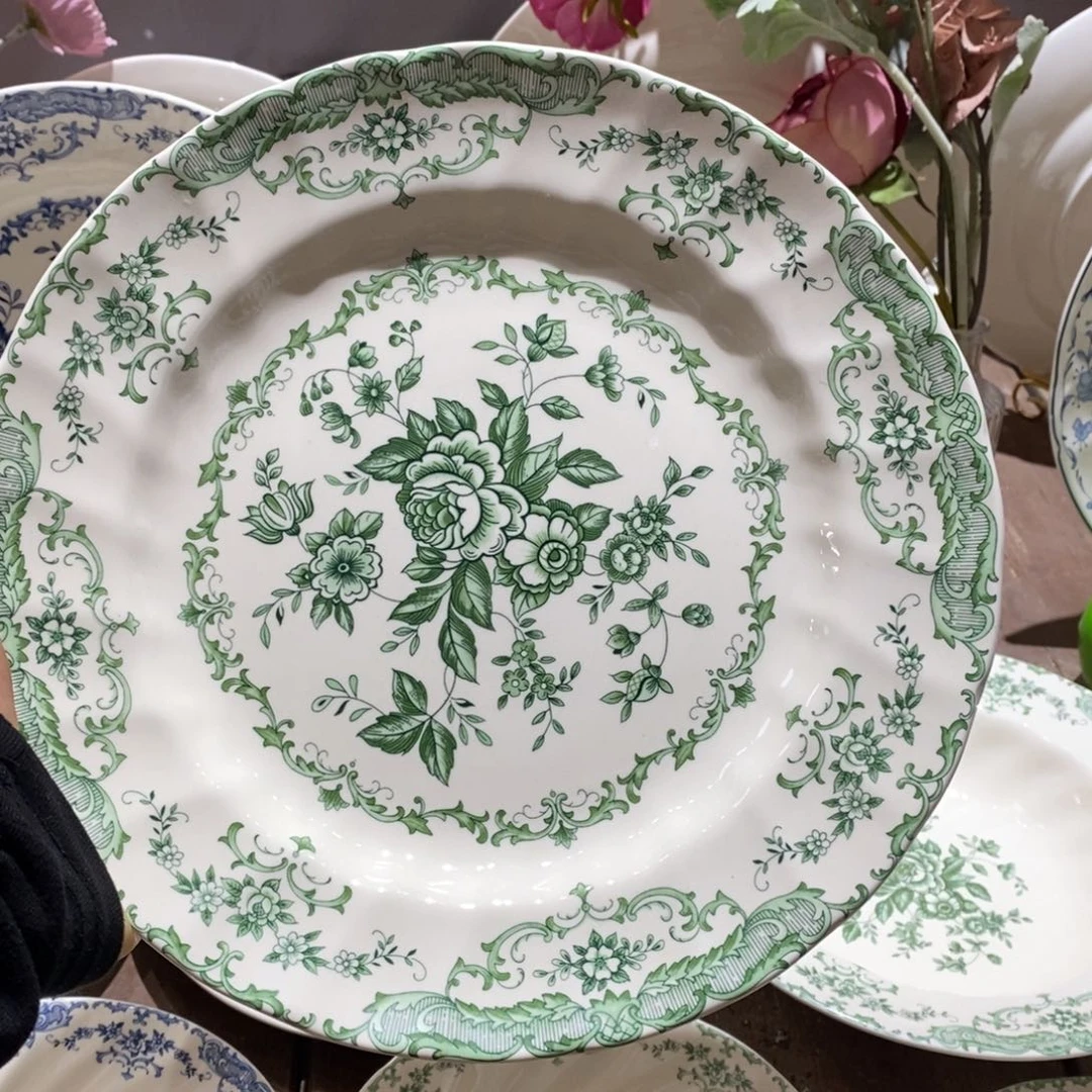 搪瓷微瑕波卡绿10寸正餐盘