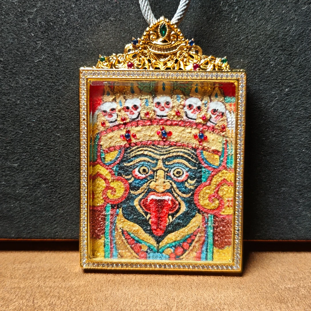 铜吊坠 【画子甄选】天然矿物颜料纯手绘 粗矿砂 扎基唐卡