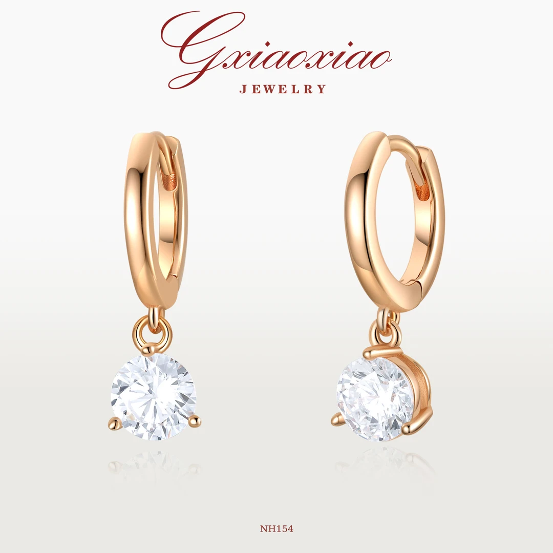 铜合金合成锆石耳饰  镀K金 轻奢小众设计款精致百搭耳环 NH154