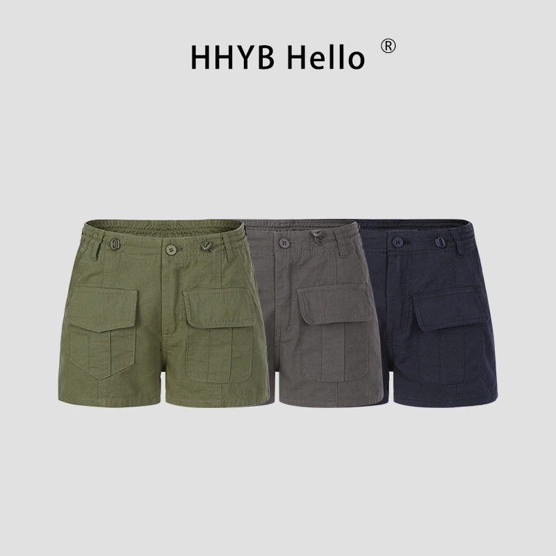 HHYB Hello2025夏季新款时尚美式工装短裤低腰休闲裤女Q254180