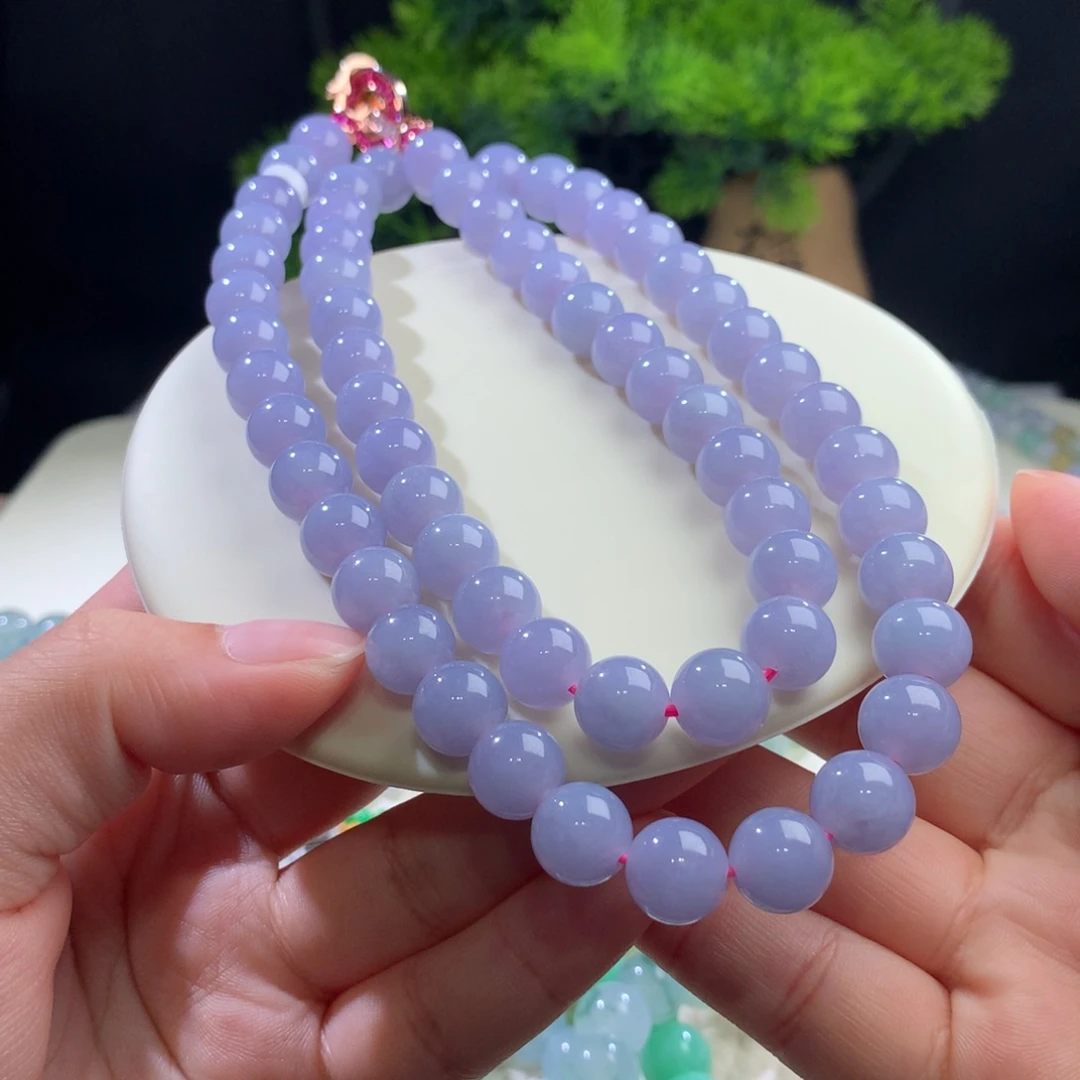 未镶嵌手串翡翠浓紫项链卡10