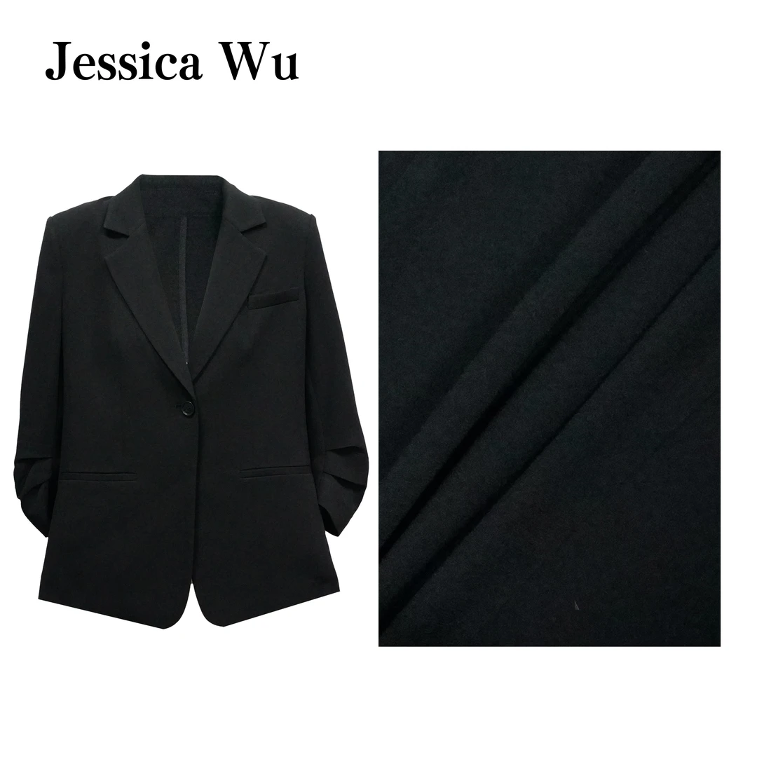 JESSICA WU版型超绝~时髦感褶皱袖管重磅醋酸西装外套255907006