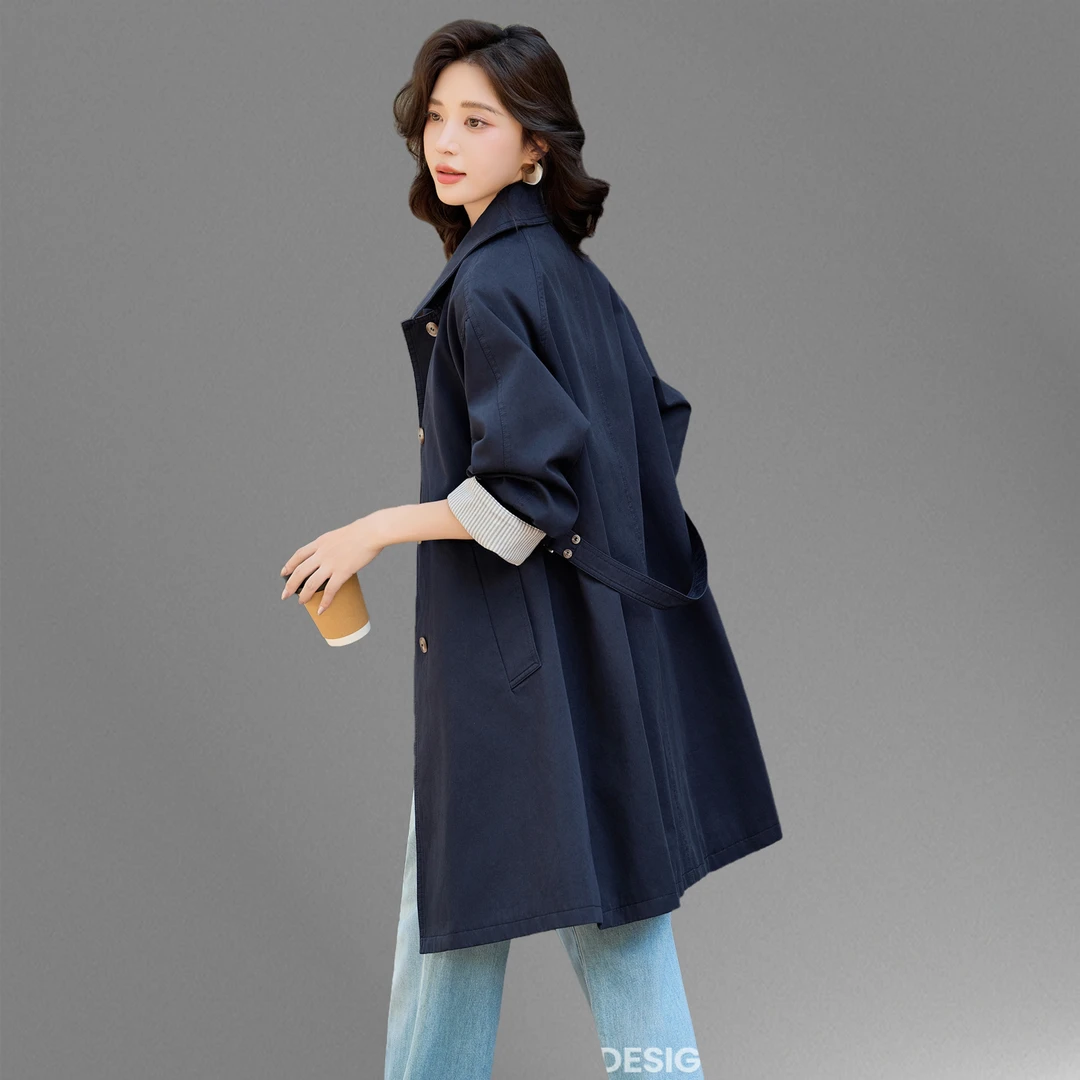 风衣外套女中长款2025春秋新款时尚休闲高级感英伦风洋气翻领大衣