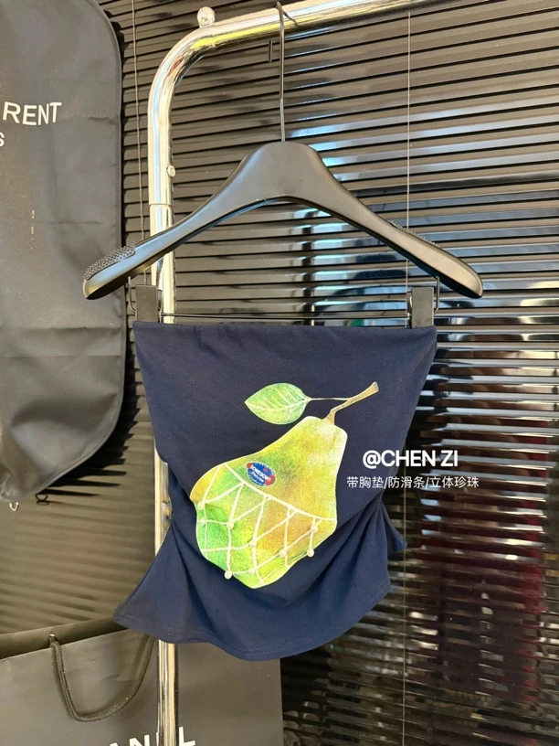 【士多碑梨】夏日满满 珍珠梨性感辣妹抹胸吊带背心女外穿显瘦上衣