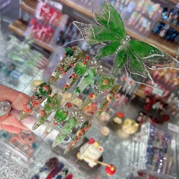 绿萝花姚奈儿纯手工重工新国风黑红配色轻奢原创尽显优雅魅力