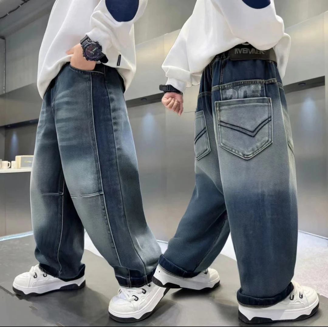 【水洗个性】2025秋款潮童时髦中大童软牛仔LenKid-
