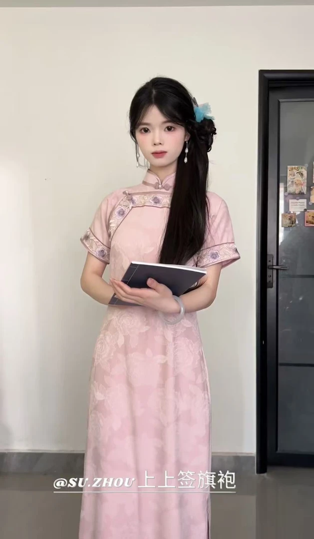 【桃夭】上上签 夏季复古新中式旗袍紫色少女古法刺绣双襟气质日常
