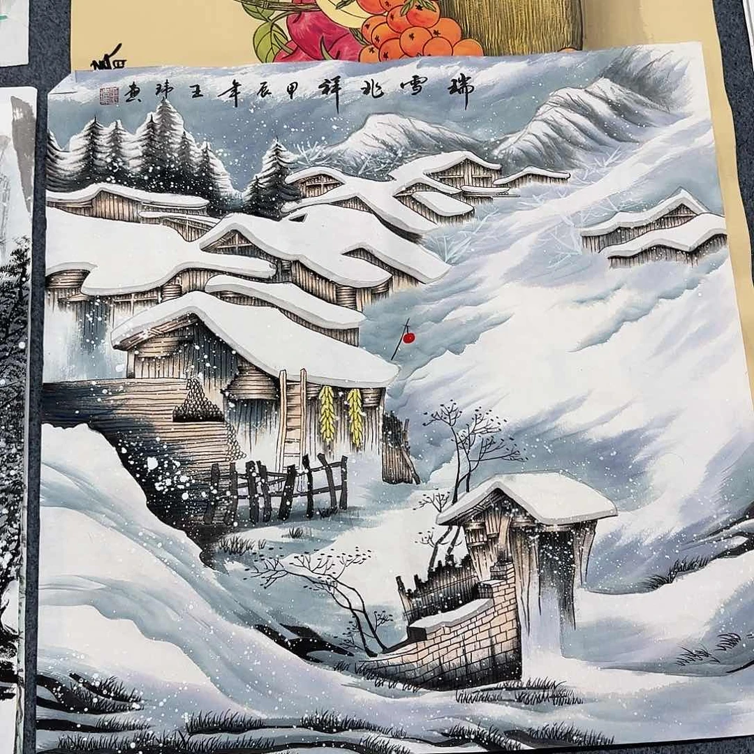 国画尺寸70X70手绘作品