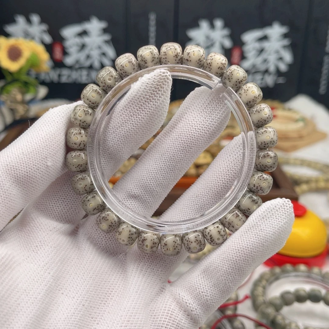 理***师手串星月菩提石玉糯冰9×8同枝高抛