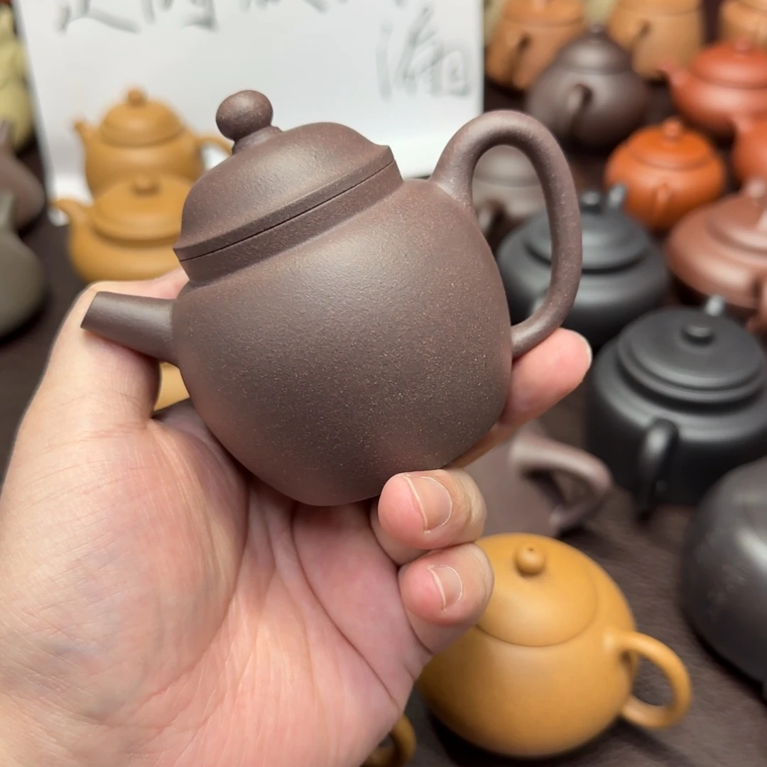 金***护茶壶紫砂紫泥团泥共生矿明式炮瓶
