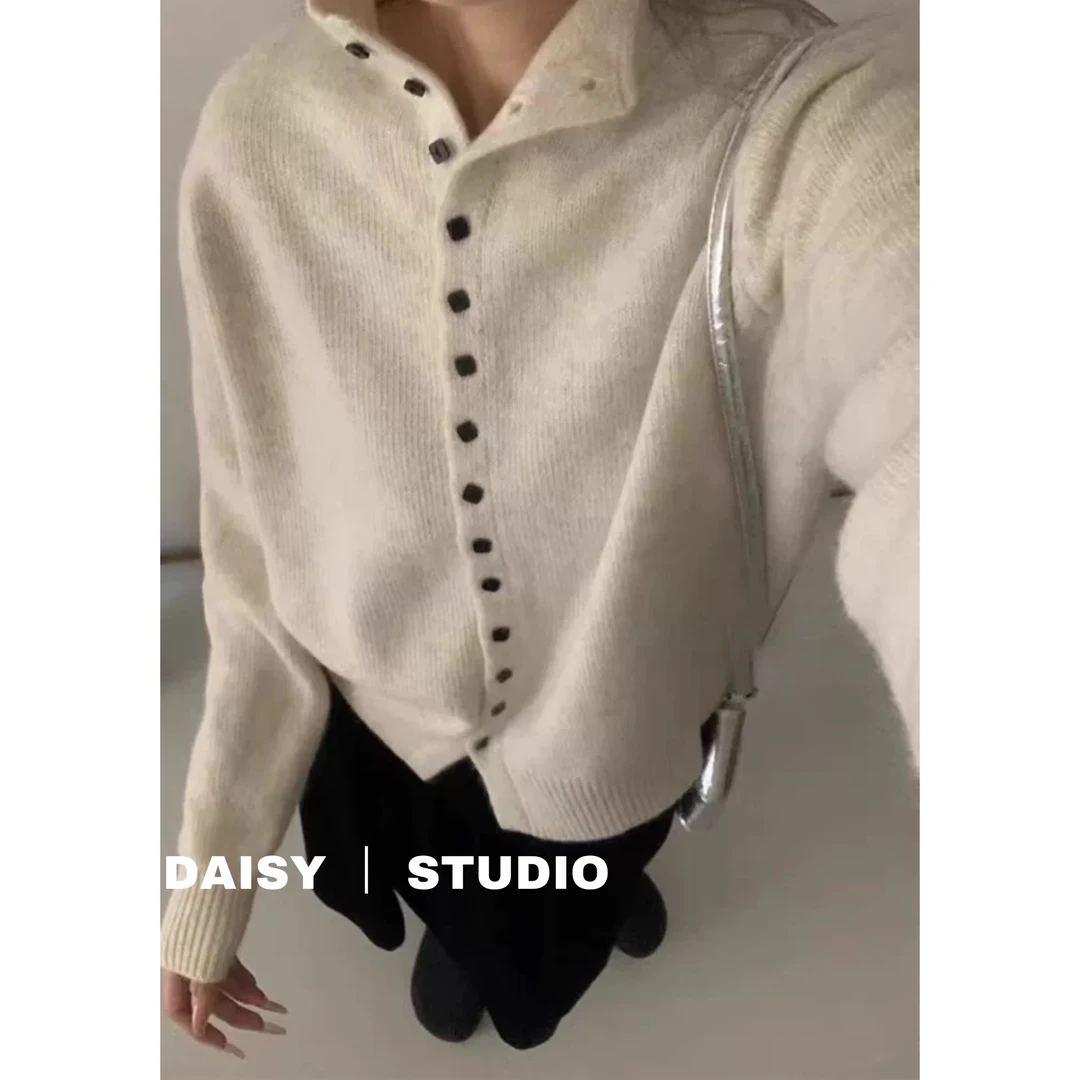 【DAISY】秋季秋冬韩版套头针织衫宽松包袖毛针织衫连帽慵懒风长袖