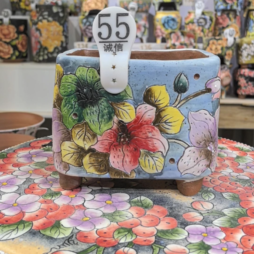 红泥花盆景德镇陶瓷