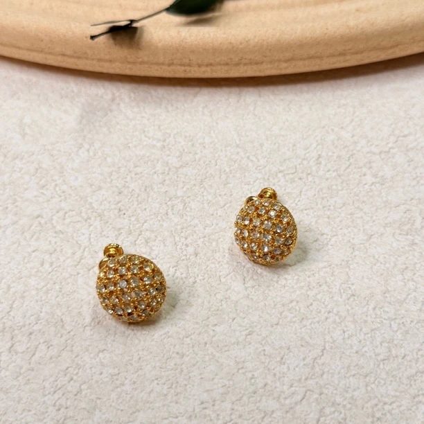 铜合金合成锆石耳饰 【六六中古】孤品精美气质耳夹th8113