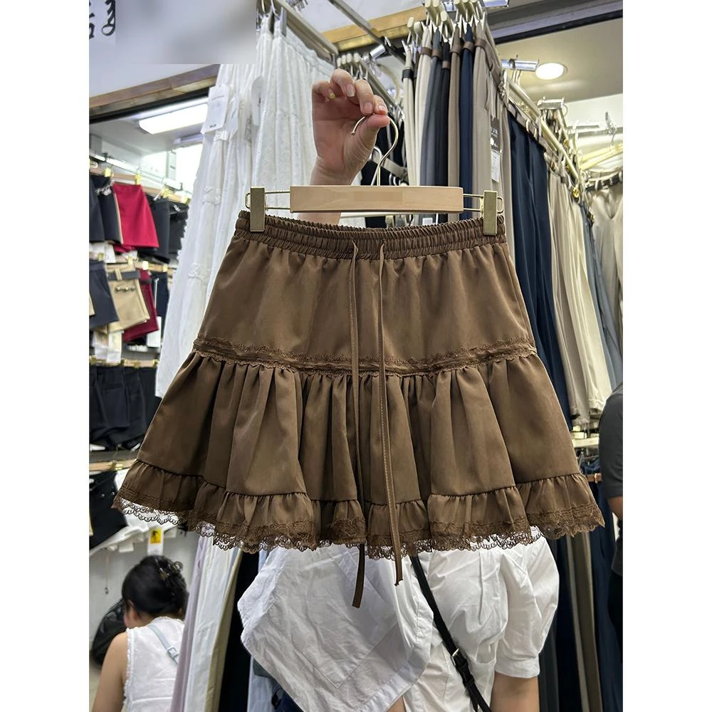 法式甜美蕾丝花边蛋糕裙半身裙女2025春秋新款少女感高腰蓬蓬短裙