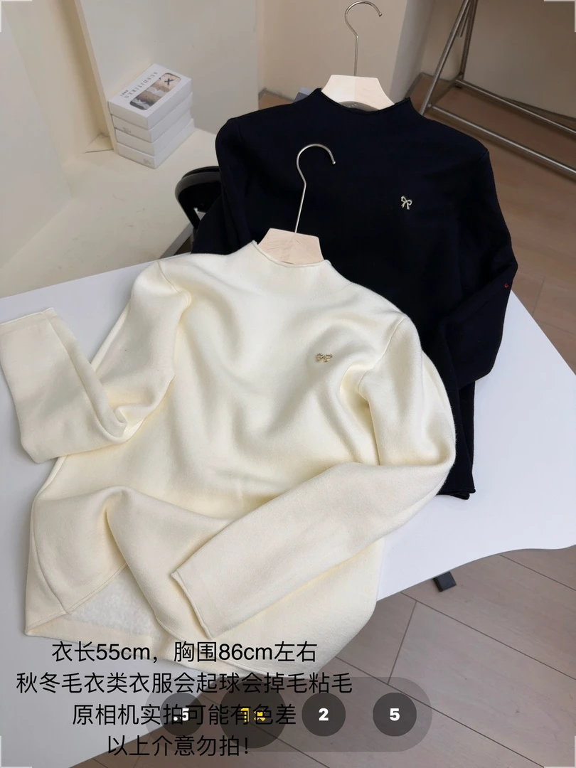 【七安倩】一体绒蝴蝶结毛衣