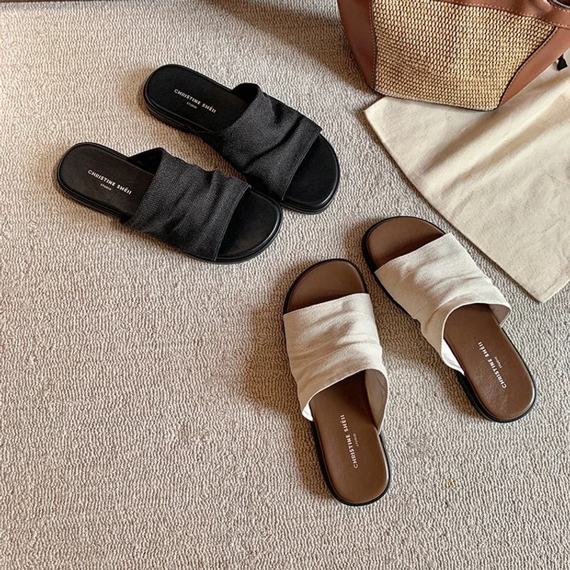 曼谷拖~休闲度假沙滩平底凉拖女2025夏季新款时尚百搭拖鞋外穿夏