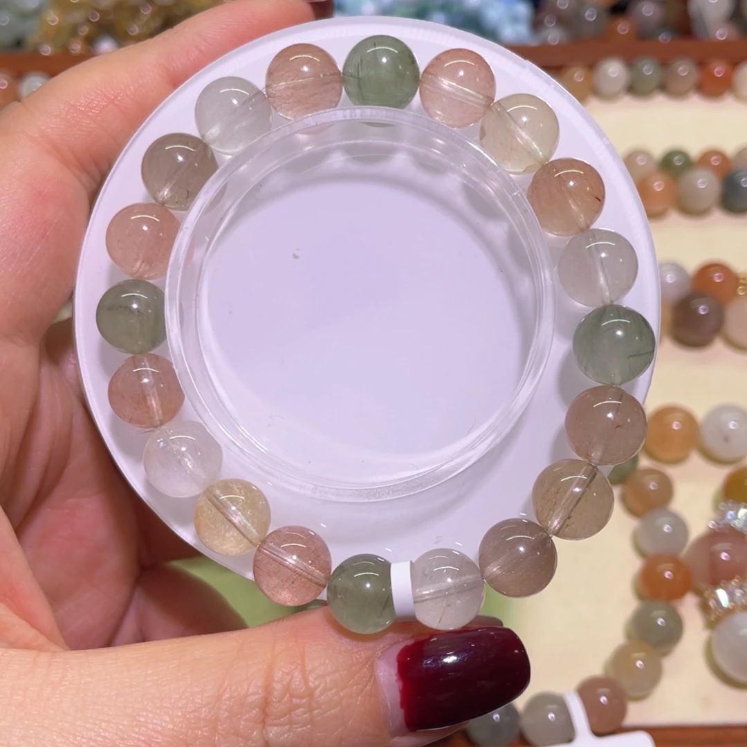 水晶手链未镶嵌10mm彩兔毛