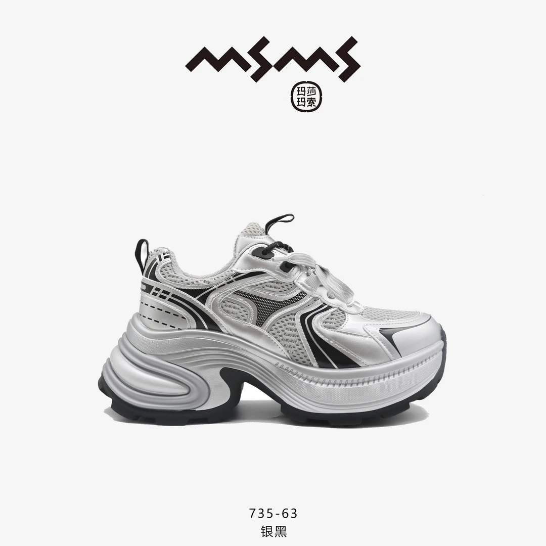 【玛莎玛索】735-63春季新款厚底春季百搭小个子网面休闲运动鞋