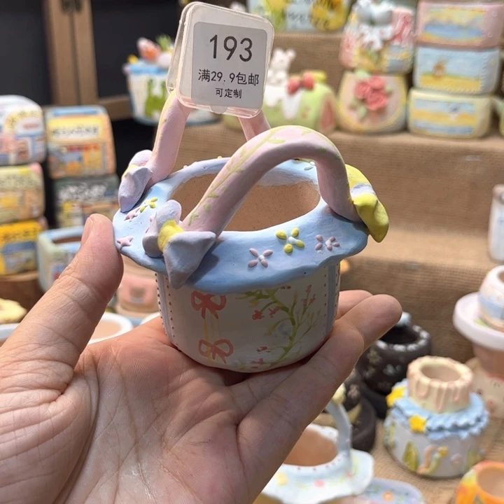 193提篮花盆手绘花盆
