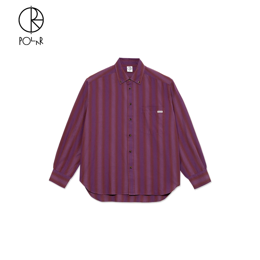 Polar Skate Co Poplin Ben Ls Shirt 条纹休闲运动经典长袖衬衫