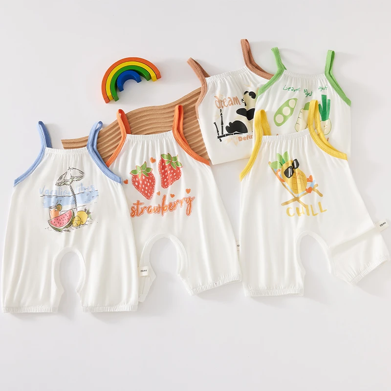 【无袖背心连体】夏季新款无袖婴幼儿透气贴身背带清凉连体衣