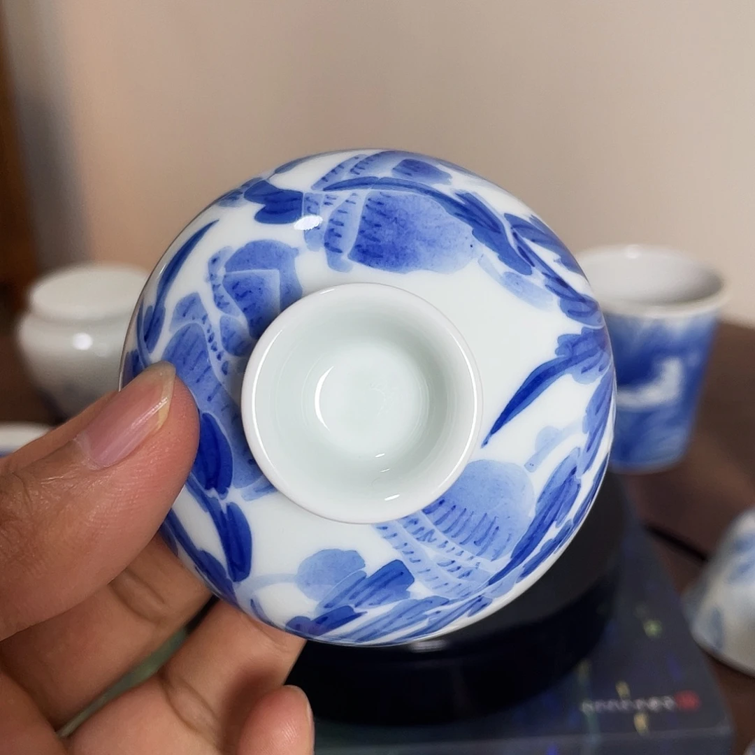 青花虞美人盖碗盖子