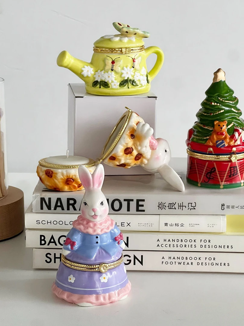 复古中古小众陶瓷圣诞树蜡烛兔子手工香薰蜡烛可爱女闺蜜生日礼物