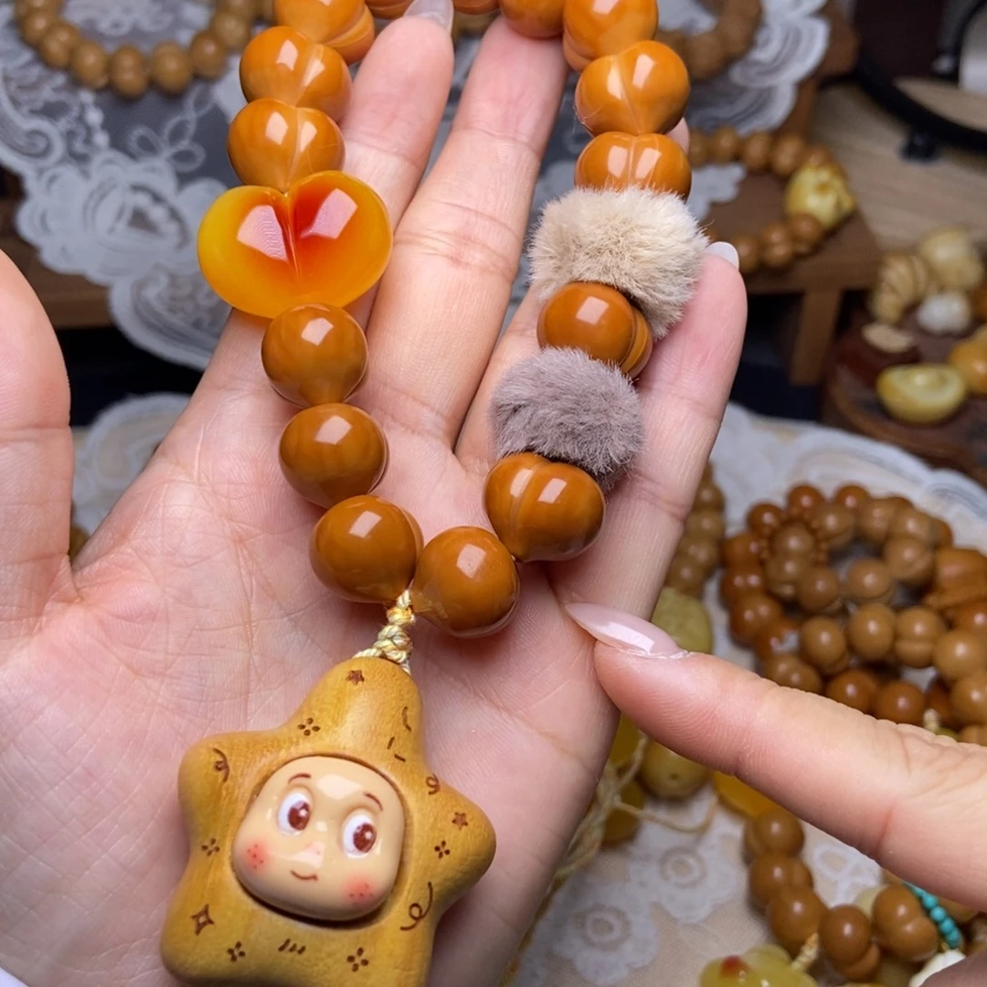 吊坠猴头核桃玻璃底16➕星星人手持