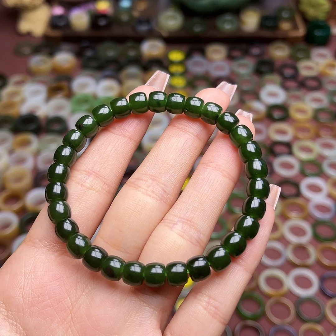 和田玉戒指未镶嵌老型珠7*7