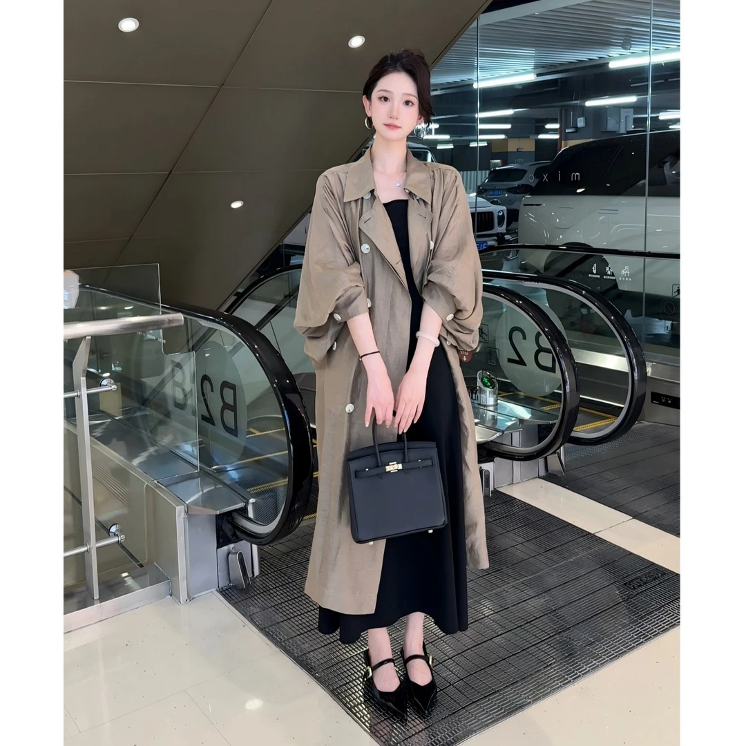 【梦饱饱专属】轻薄防晒风衣女初秋新款松弛感罩衫宽松中长款外套