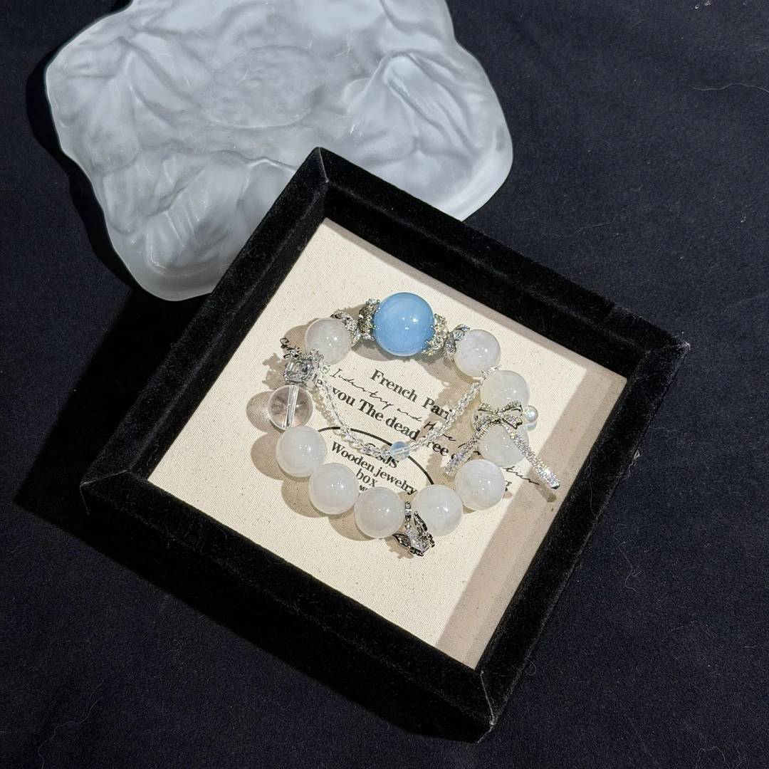 《海月白》A382天然月光石跑环原创设计款手串多样性发一