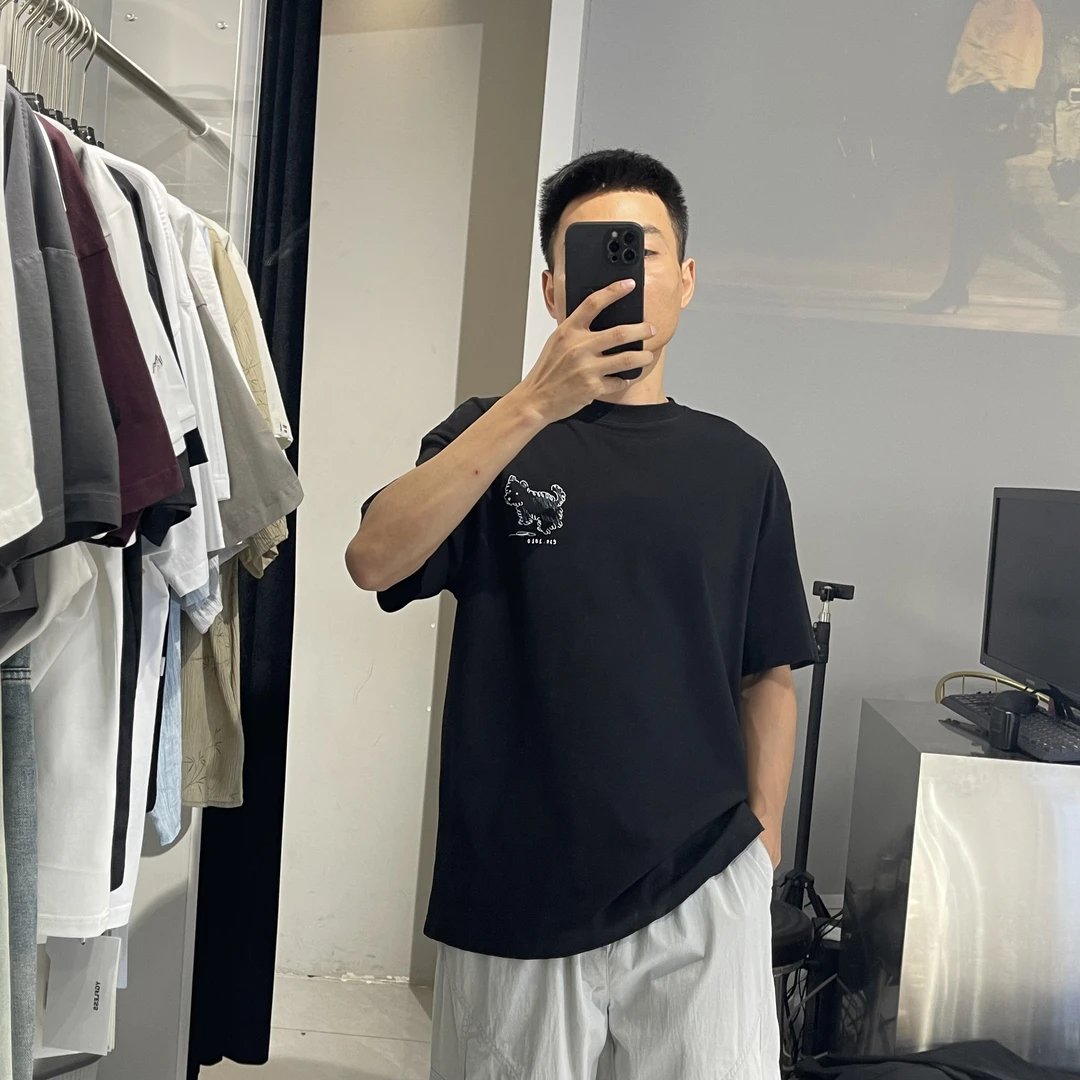 2025男士百搭时尚微宽松简约潮流圆领短袖夏季上衣半袖纯棉休闲