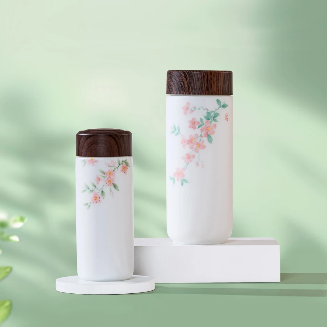 冰种玉瓷手绘常温杯随身携带迷你咖啡杯家用办公高档送朋友伴手礼