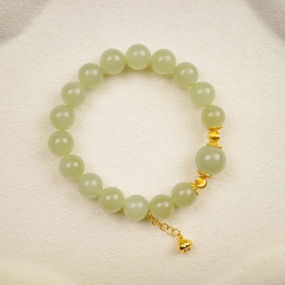 【枕玉珠宝】晴水和田玉手串10mm+12mm-YF001
