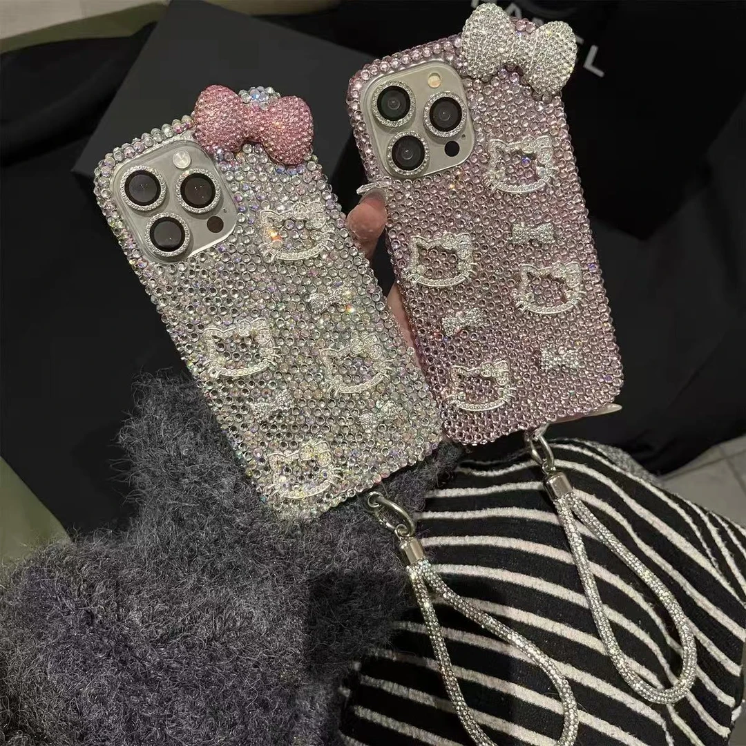 闪钻蝴蝶结KT适用iPhone16promax个性苹果15手机壳可爱14少女心13