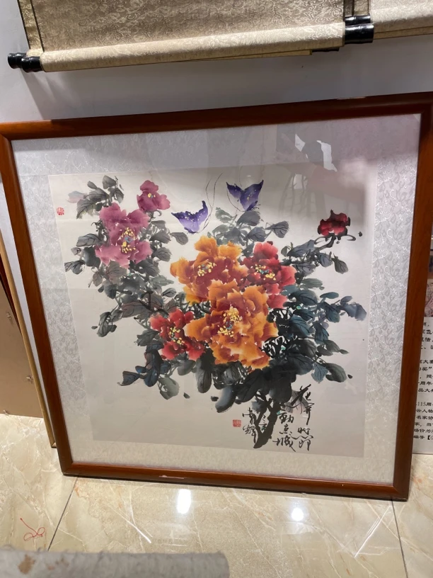 曹辉 牡丹国画装饰摆件定制