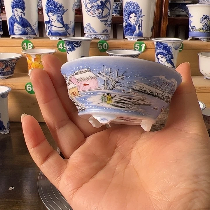 摆件墨奈手绘手工陶瓷花盆