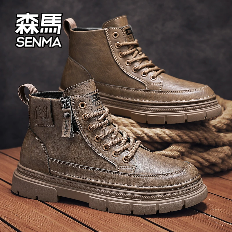 SENMA/森马马丁靴男2025新款冬季英伦风休闲鞋高帮复古机车工装鞋