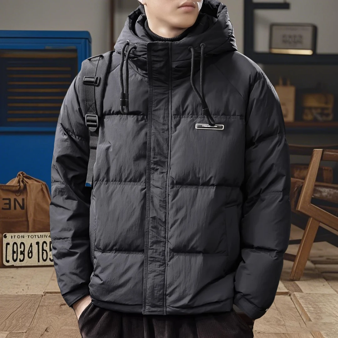美式复古冬季户外羽绒服男潮流运动登山服鸭绒插肩连帽羽绒服外套
